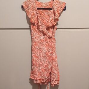 Free People Asymmetrical Orange and White Dress